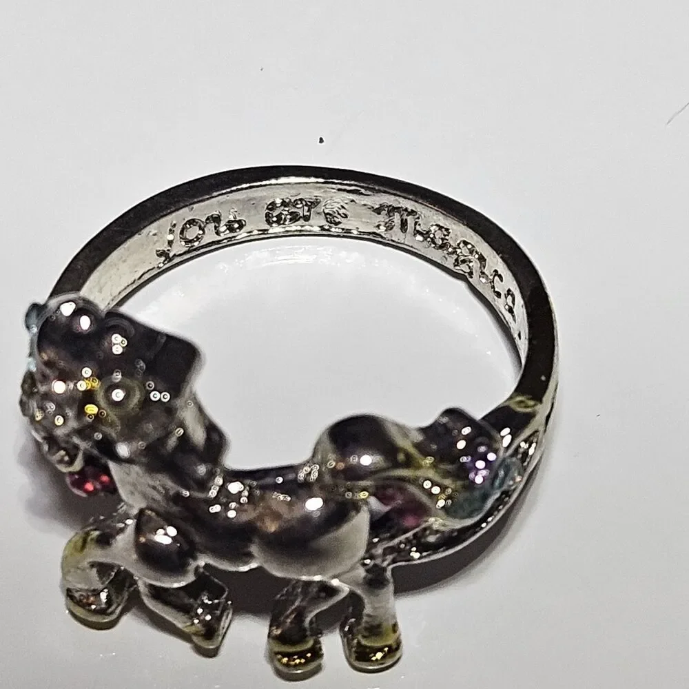 Silver Tone Unicorn You Are Magical Pastel Rhinestone Ring Size 6